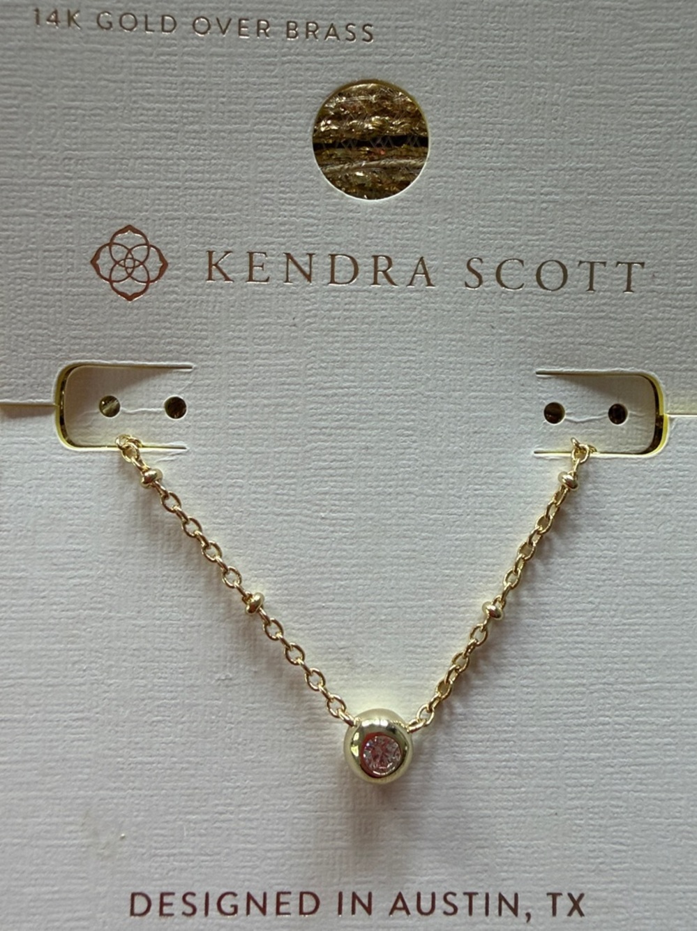 Kendra Scott Mady Cubic
Zirconia Pendant Necklace - Gold: 14K Gold Over Brass